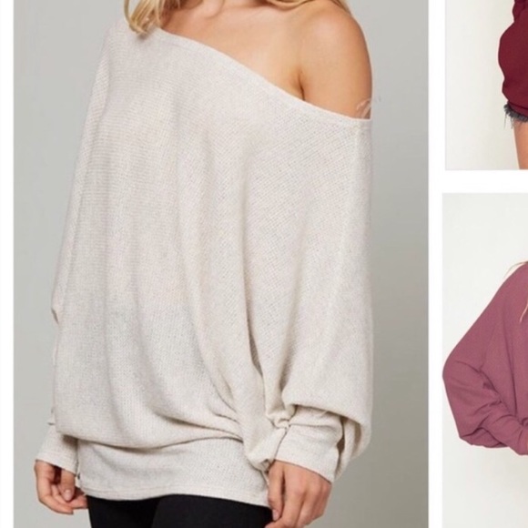 Tops - Dolman Sleeve Waffle Knit Top-Ivory